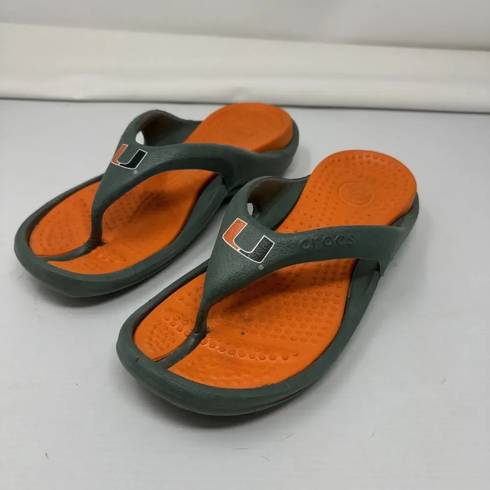 Crocs Sandal Univ of Miami Hurricanes Green Orange U Logo Women’s 6 Men’s 4